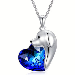 Artificial Gemstone Puppy Pendant Necklace for Women
