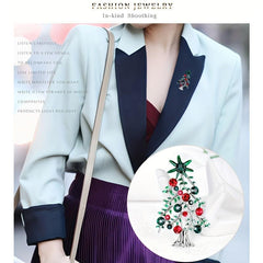 Alloy Diamond Christmas Tree Brooch Pin