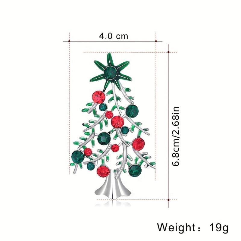 Alloy Diamond Christmas Tree Brooch Pin