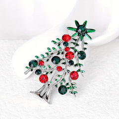 Alloy Diamond Christmas Tree Brooch Pin