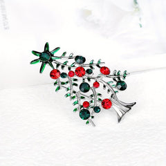 Alloy Diamond Christmas Tree Brooch Pin