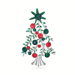 Alloy Diamond Christmas Tree Brooch Pin