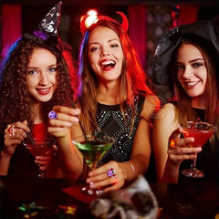 LED Halloween Glowing Rings Set - Pumpkin Ghost Skull - Party Decorations