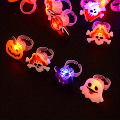LED Halloween Glowing Rings Set - Pumpkin Ghost Skull - Party Decorations
