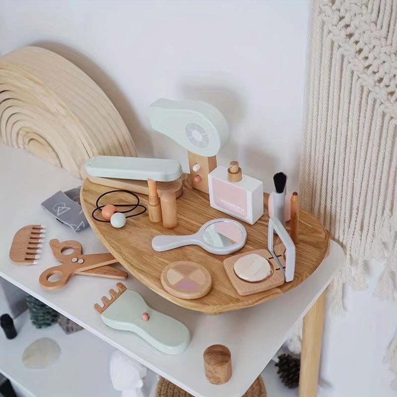 16pcs Wooden Makeup Toy Set Pretend Beauty Salon Toys for Girls