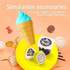 Kids Pretend Play Candy Ice Cream Car Toy w/ Cash Register & Desserts