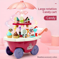 Kids Pretend Play Candy Ice Cream Car Toy w/ Cash Register & Desserts
