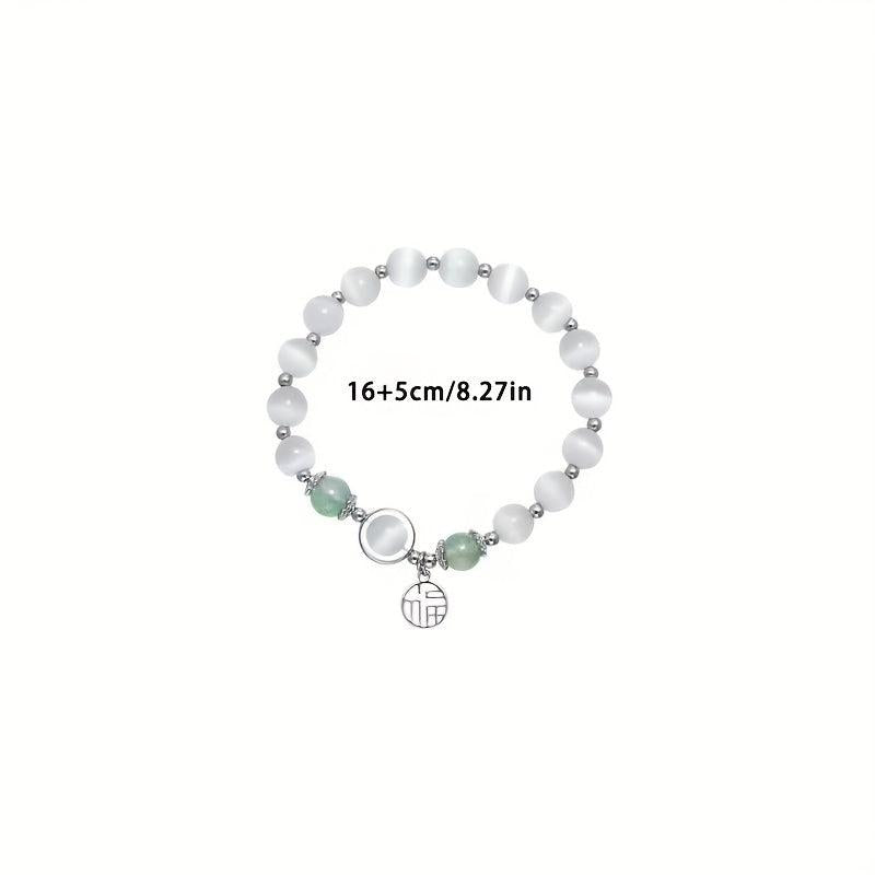 Chinese Style Cat Eye Stone Beaded Bracelet
