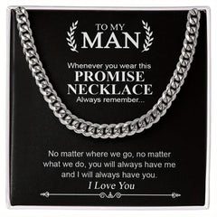 To My Man Promise Necklace Cuban Link Chain