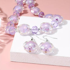 Purple Bohemian Petal Earrings Necklace Set