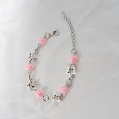 Pink Pearl Bracelet Necklace Set for Dress Up Holiday Jewelry