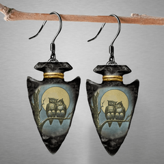 Geometric Owl Pattern Pendant Earrings Halloween Christmas Party Jewelry