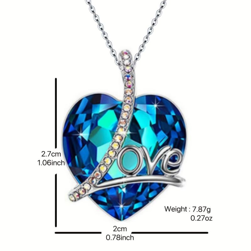 Heart Shaped Crystal Pendant Necklace Women's Jewelry Gift