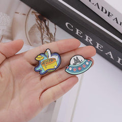 Cartoon Spaceship Jewelry Brooch - Fun and Quirky Accessory