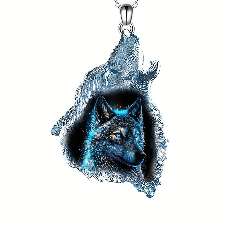 Punk Hip Hop Forest Ghost Wolf Necklace