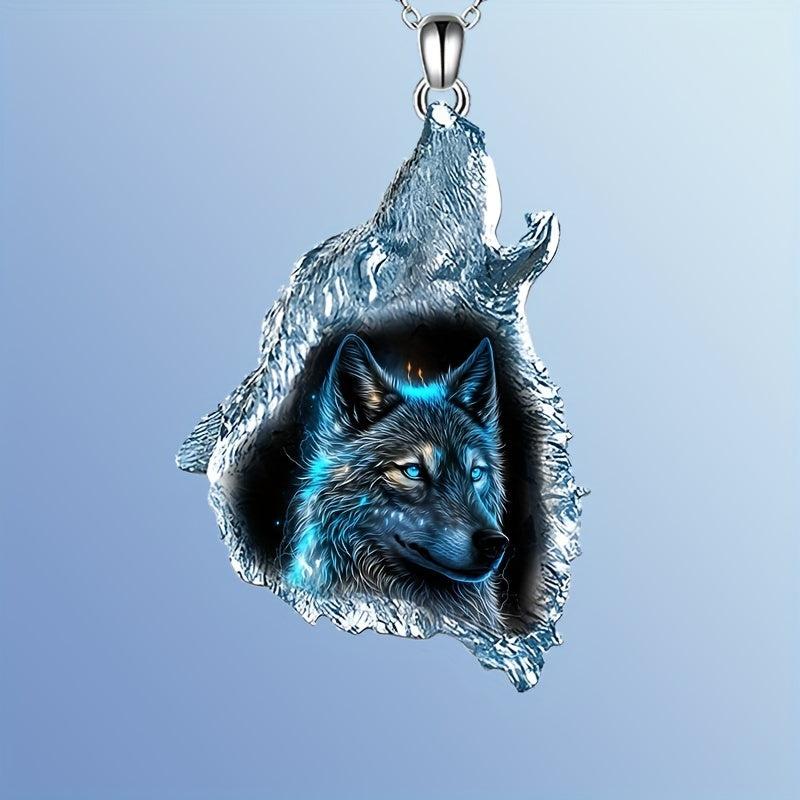 Punk Hip Hop Forest Ghost Wolf Necklace