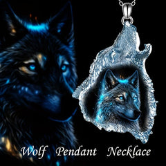 Punk Hip Hop Forest Ghost Wolf Necklace