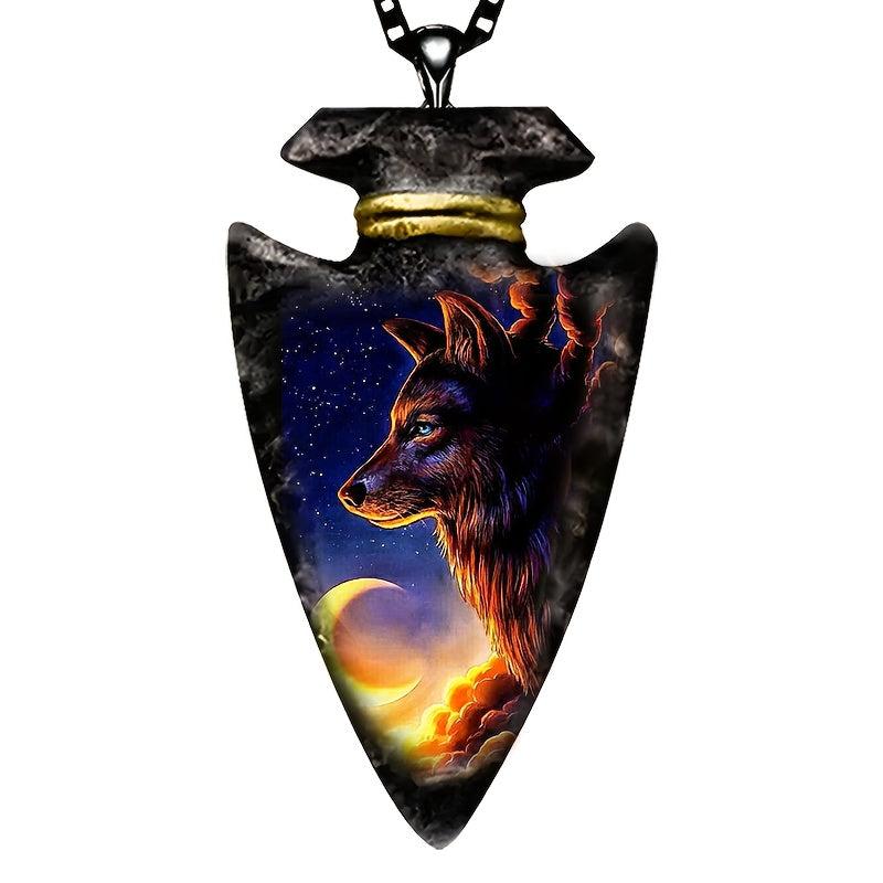 Starry Sky Moon Wolf Necklace Toy for Kids Men Women Holiday