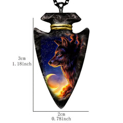 Starry Sky Moon Wolf Necklace Toy for Kids Men Women Holiday