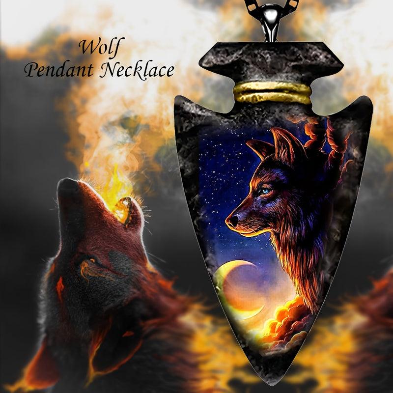 Starry Sky Moon Wolf Necklace Toy for Kids Men Women Holiday