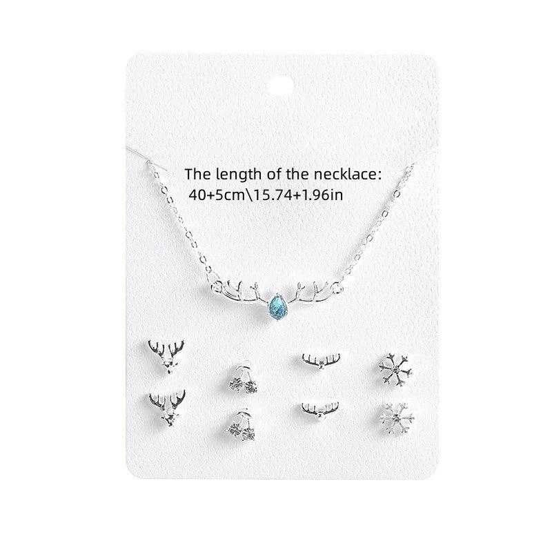 Christmas Elk Necklace Earring Set