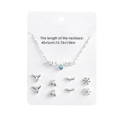 Christmas Elk Necklace Earring Set