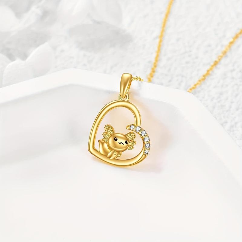 Golden Newt Pendant Necklace Clavicle Chain Party Jewel
