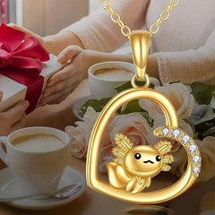 Golden Newt Pendant Necklace Clavicle Chain Party Jewel