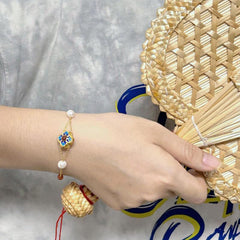 Chinese Style Earrings Bracelet Set Golden Plated