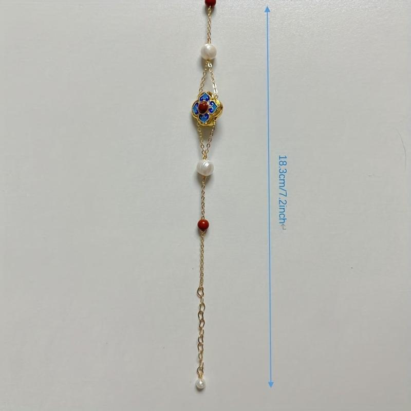 Chinese Style Earrings Bracelet Set Golden Plated