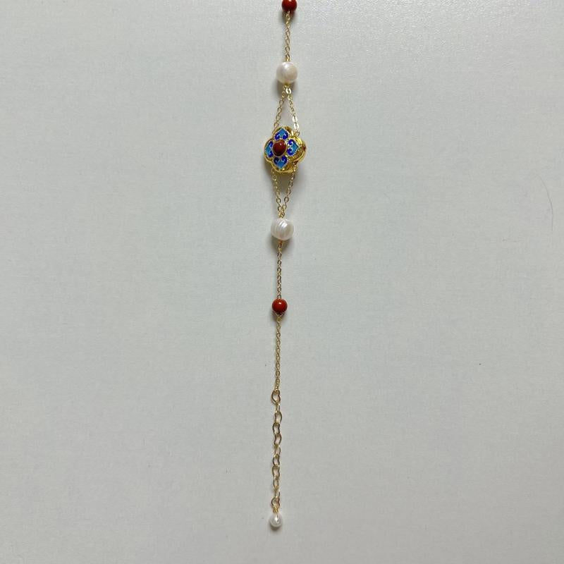 Chinese Style Earrings Bracelet Set Golden Plated