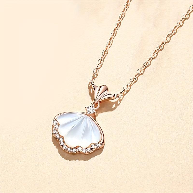925 Silver Shell Necklace for Women Jellyfish Pendant