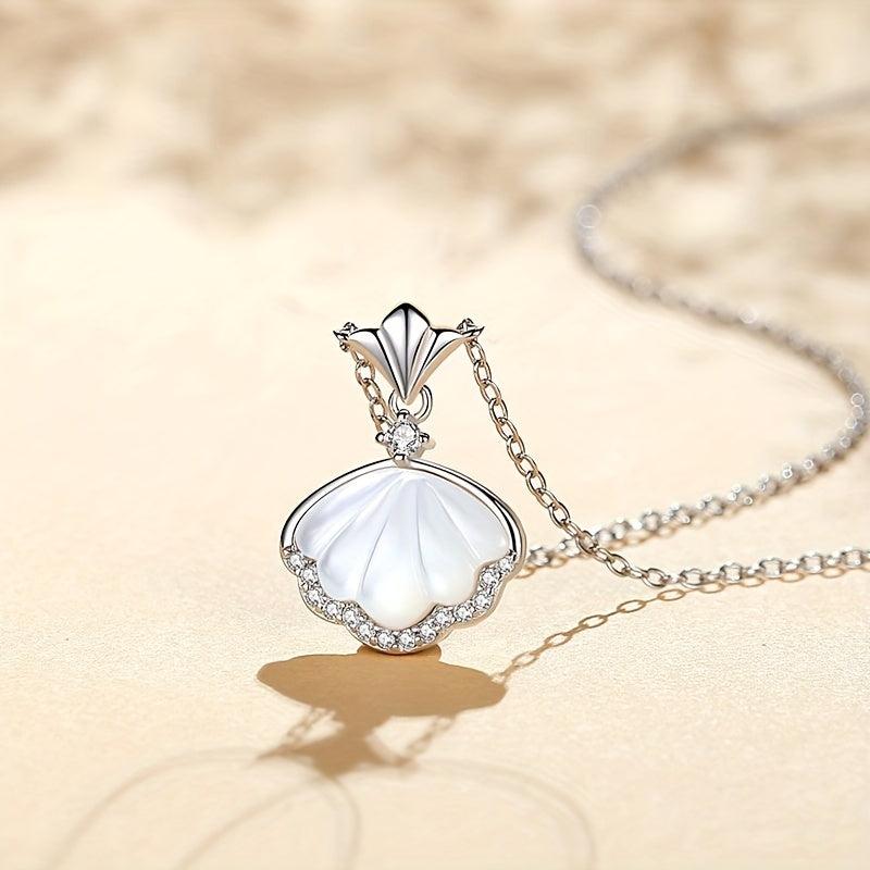 925 Silver Shell Necklace for Women Jellyfish Pendant