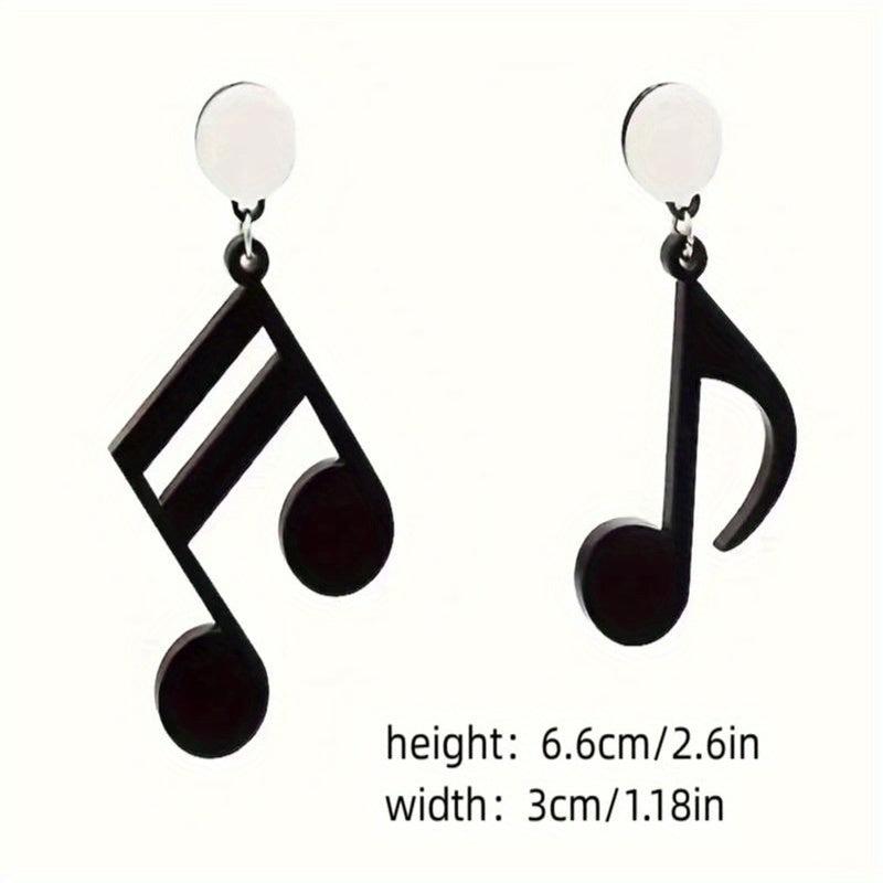 Acrylic Notes Earrings Asymmetric Music Pendant Gift