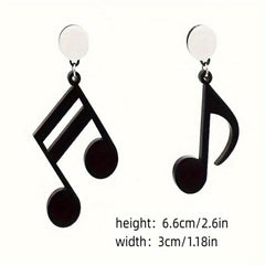 Acrylic Notes Earrings Asymmetric Music Pendant Gift