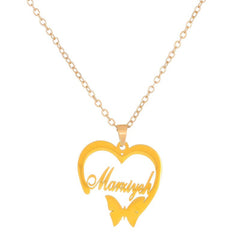 Hollow Heart Necklace Women's Stainless Steel Butterfly Pendant