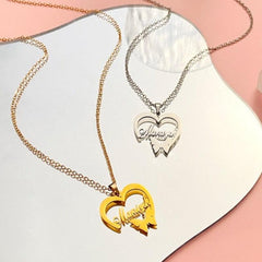 Hollow Heart Necklace Women's Stainless Steel Butterfly Pendant