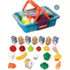 Pretend Kitchen Food Set with Storage Basket