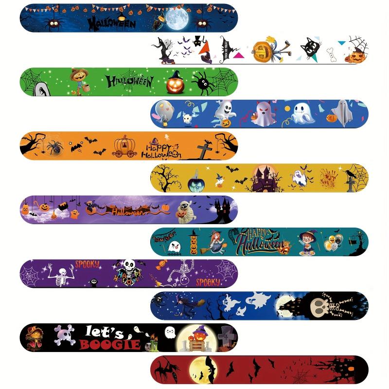 12pcs Halloween Slap Bracelets Kids Girls Boys Halloween Toys Party Supplies