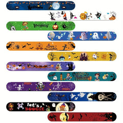 12pcs Halloween Slap Bracelets Kids Girls Boys Halloween Toys Party Supplies