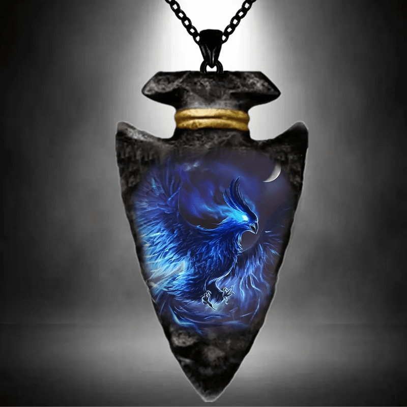Men Bird Lightning Pattern Necklace Geometric Triangle Pendant Punk Hip Hop