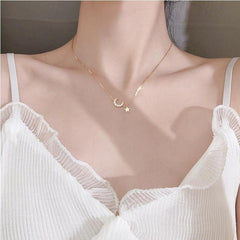 Pastoral Style Moon Pendant Necklace for Women