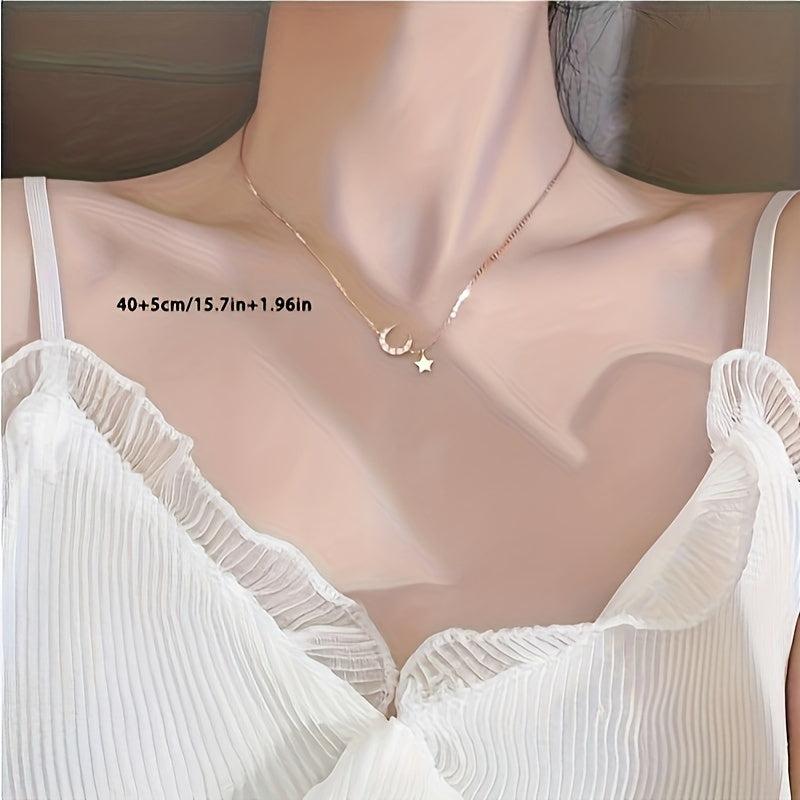 Pastoral Style Moon Pendant Necklace for Women