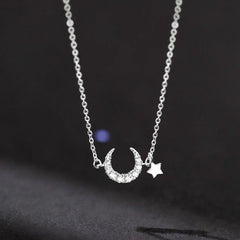 Pastoral Style Moon Pendant Necklace for Women