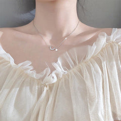 Pastoral Style Moon Pendant Necklace for Women
