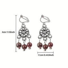 Garnet Tassel Earrings Hollow Round Beads Earrings Jewelry