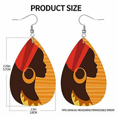 Girl Silhouette PU Leather Earrings Red Hat Female Characteristics