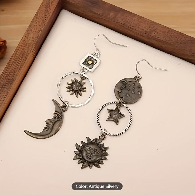 Greek Mythology Sun Moon Earrings Vintage Boho Style Jewelry Women Gift