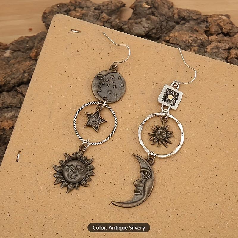 Greek Mythology Sun Moon Earrings Vintage Boho Style Jewelry Women Gift