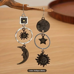 Greek Mythology Sun Moon Earrings Vintage Boho Style Jewelry Women Gift